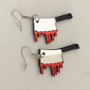 Bloody Cleaver Knife Hanging Earrings